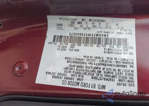 2005 Mercury Grand Marquis Ls/Lse из США, поврежденный, VIN 2MEHM75W45X663575